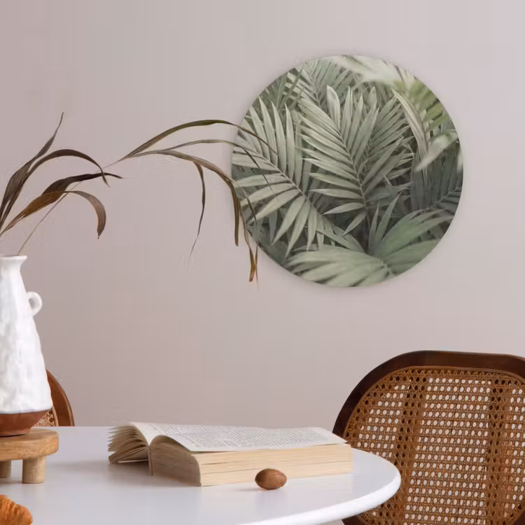 Plant - Palmbladeren - Natuur - Groen Akoestische PET Vilt - Rond klein -sfeer3