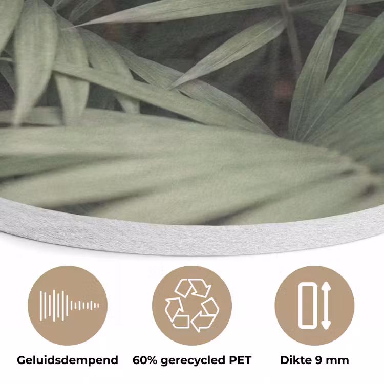 Plant - Palmbladeren - Natuur - Groen Akoestische PET Vilt - Rond klein -closeup_NL