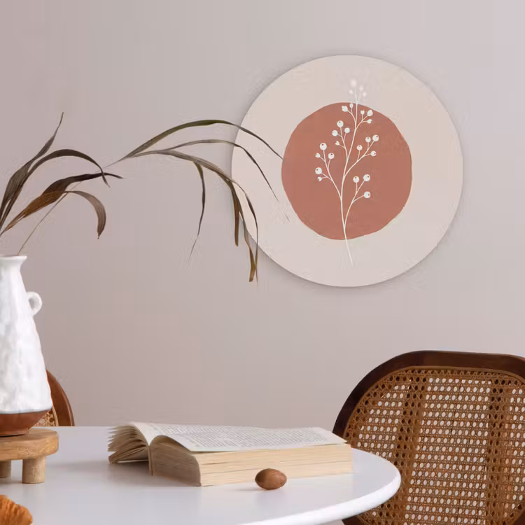 Plant - Tak - Abstract - Modern - Wit Akoestische PET Vilt - Rond klein -sfeer3
