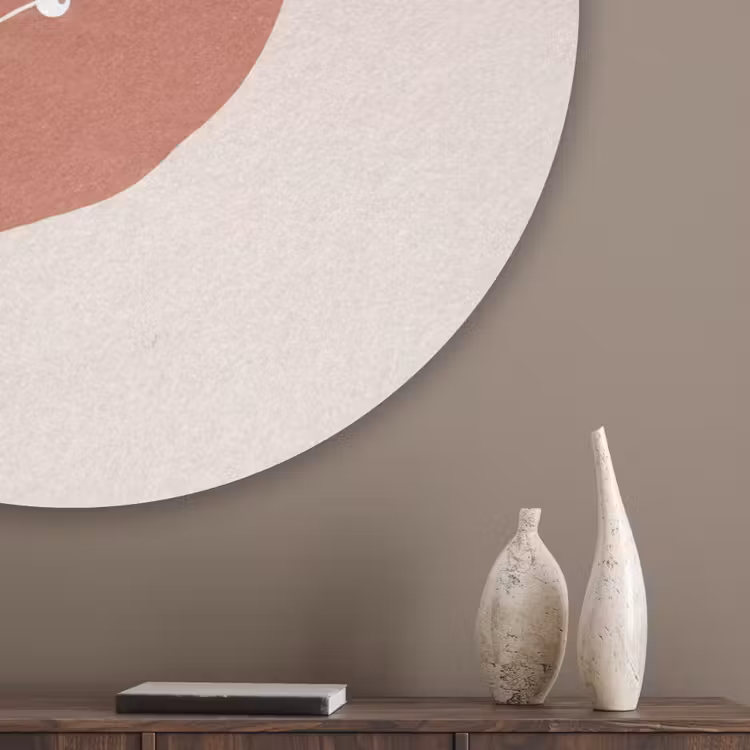 Plant - Tak - Abstract - Modern - Wit Akoestische PET Vilt - Rond klein -sfeer5_closeup