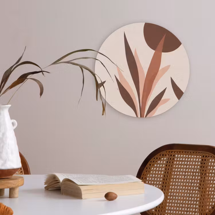 Planten - Abstract - Natuur - Bruin Akoestische PET Vilt - Rond klein -sfeer3