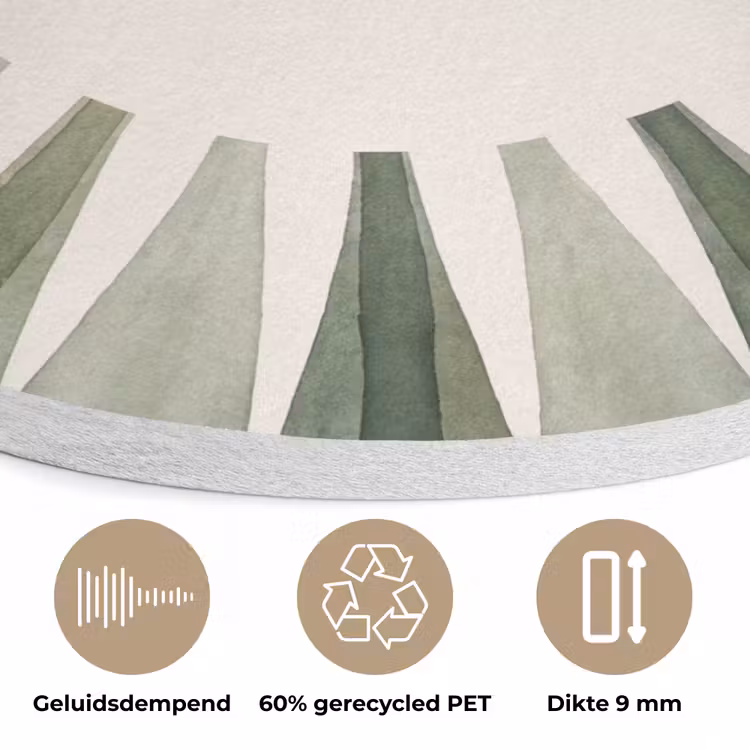 Planten - Abstract - Waterverf - Groen - Natuur Akoestische PET Vilt - Rond klein -closeup_NL
