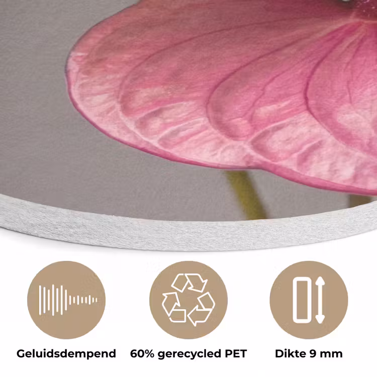 Planten - Anthurium - Groen - Roze Akoestische PET Vilt - Rond klein -closeup_NL