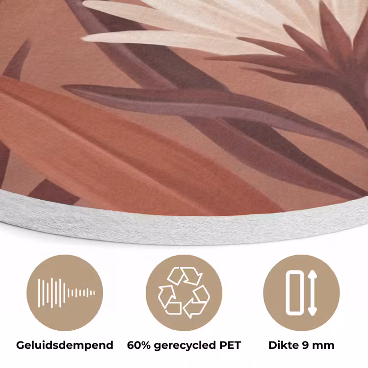Planten - Bladeren - Botanisch - Modern - Bruin Akoestische PET Vilt - Rond klein -closeup_NL