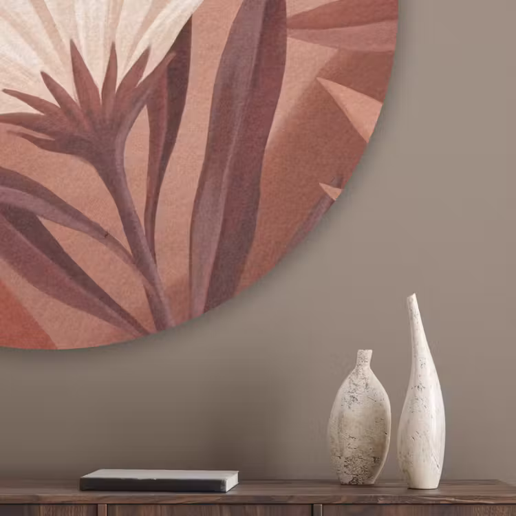 Planten - Bladeren - Botanisch - Modern - Bruin Akoestische PET Vilt - Rond klein -sfeer5_closeup