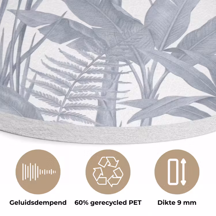 Planten - Bladeren - Natuur - Grijs Akoestische PET Vilt - Rond klein -closeup_NL