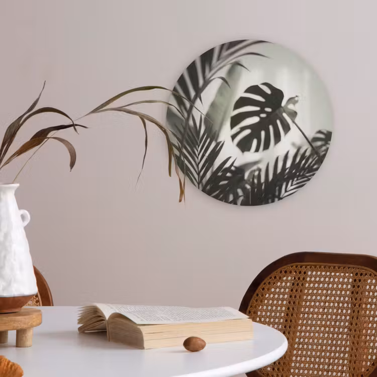 Planten - Bladeren - Natuur - Minimalistisch - Groen Akoestische PET Vilt - Rond klein -sfeer3