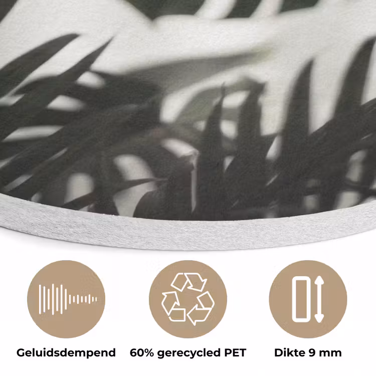 Planten - Bladeren - Natuur - Minimalistisch - Groen Akoestische PET Vilt - Rond klein -closeup_NL