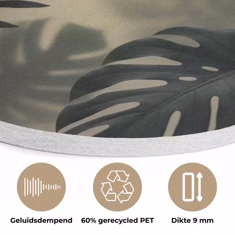 Planten - Bladeren - Schaduwen - Groen - Modern Akoestische PET Vilt - Rond klein -closeup_NL