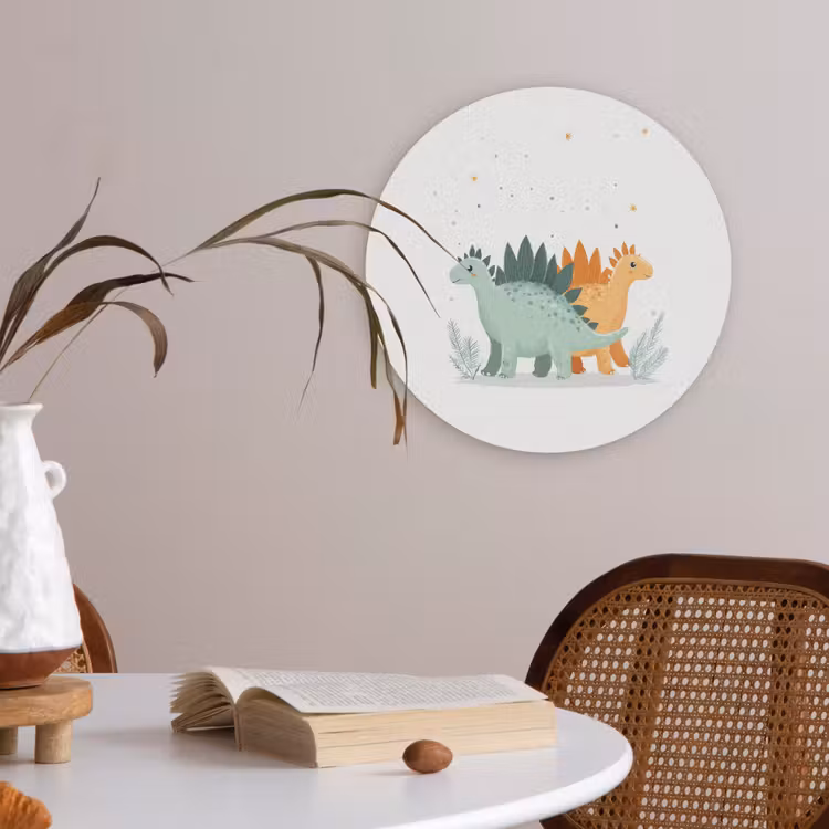 Planten - Sterren - Dinosaurussen - Oranje Akoestische PET Vilt - Rond klein -sfeer3