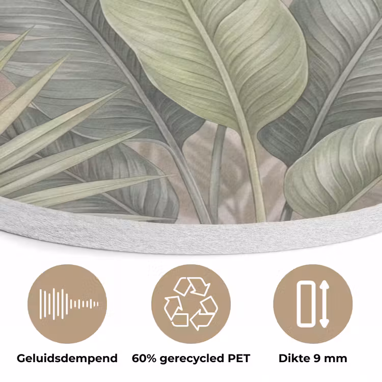 Planten - Tropisch - Bladeren - Groen - Natuur Akoestische PET Vilt - Rond klein -closeup_NL