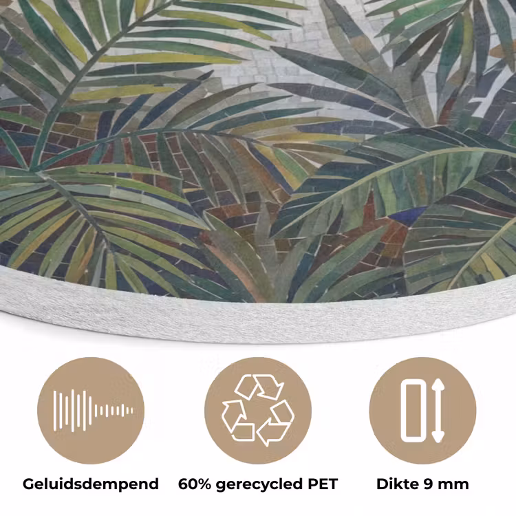 Planten - Tropisch - Mozaïek - Groen - Natuur Akoestische PET Vilt - Rond klein -closeup_NL