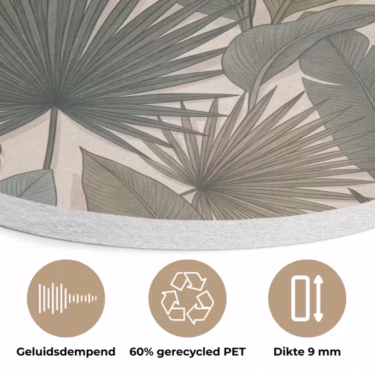 Planten - Tropisch - Natuur - Illustratie - Groen Akoestische PET Vilt - Rond klein -closeup_NL