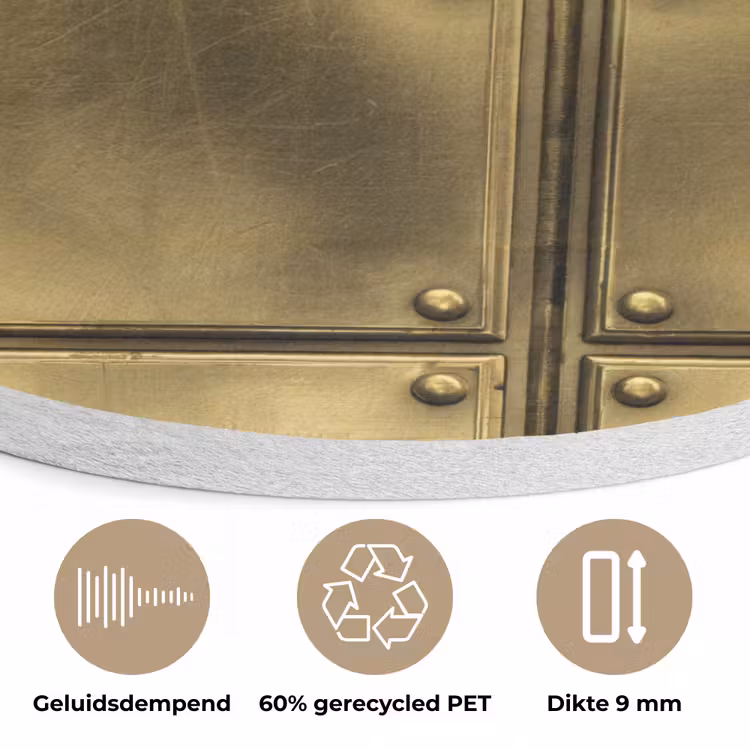 Platen - Industrieel - Stoer - Goud Akoestische PET Vilt - Rond klein 838 -closeup_NL