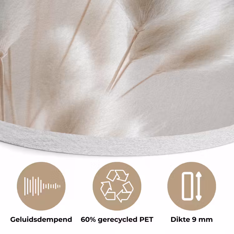 Pluimen - Beige - Minimalistisch Akoestische PET Vilt - Rond klein -closeup_NL