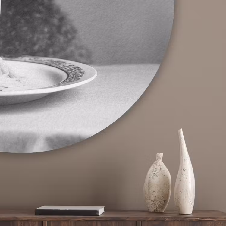 Poedel - Hond - Zwart - Wit - Schattig - Pasta Akoestische PET Vilt - Rond klein -sfeer5_closeup