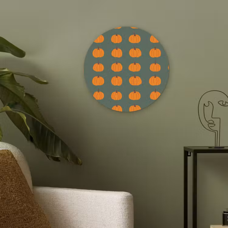 Pompoen - Patroon - Oranje Akoestische PET Vilt - Rond klein 838 -sfeer2