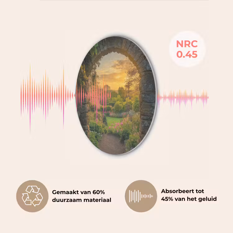 Poort - Planten - Zonsondergang Akoestische PET Vilt - Rond klein -USP_NL