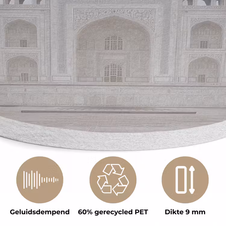 Poort - Symmetrische koepel - Minaretten - Moskee Akoestische PET Vilt - Rond klein -closeup_NL