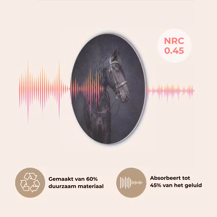 Portret - Paard - Donker Akoestische PET Vilt - Rond klein -USP_NL