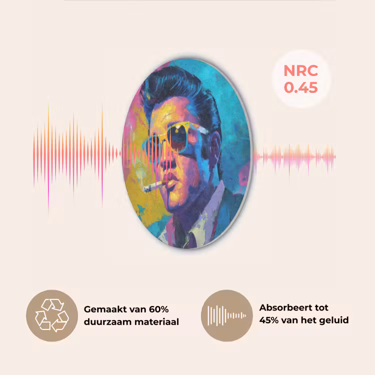 Portret - Sigaret - Kleurrijk - Bril Akoestische PET Vilt - Rond klein -USP_NL