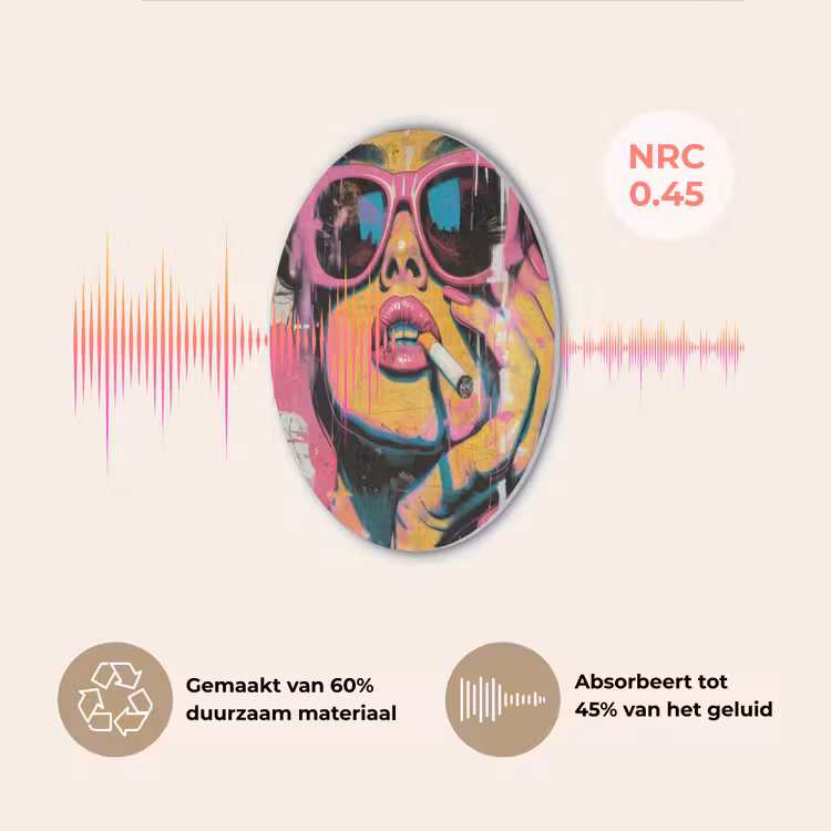 Portret - Vrouw - Abstract - Zonnebril Akoestische PET Vilt - Rond klein -USP_NL