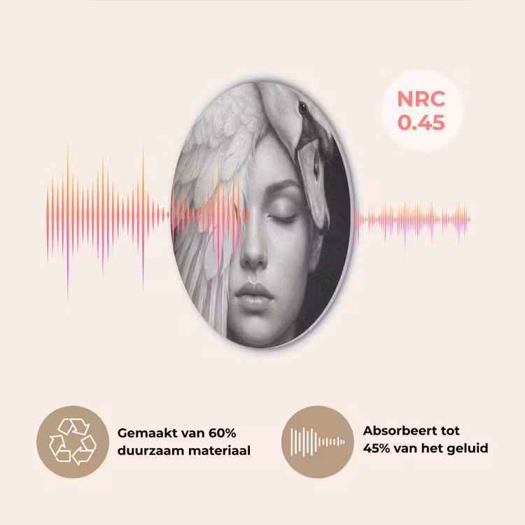 Portret - Zwaan - Zwart - Wit Akoestische PET Vilt - Rond klein -USP_NL