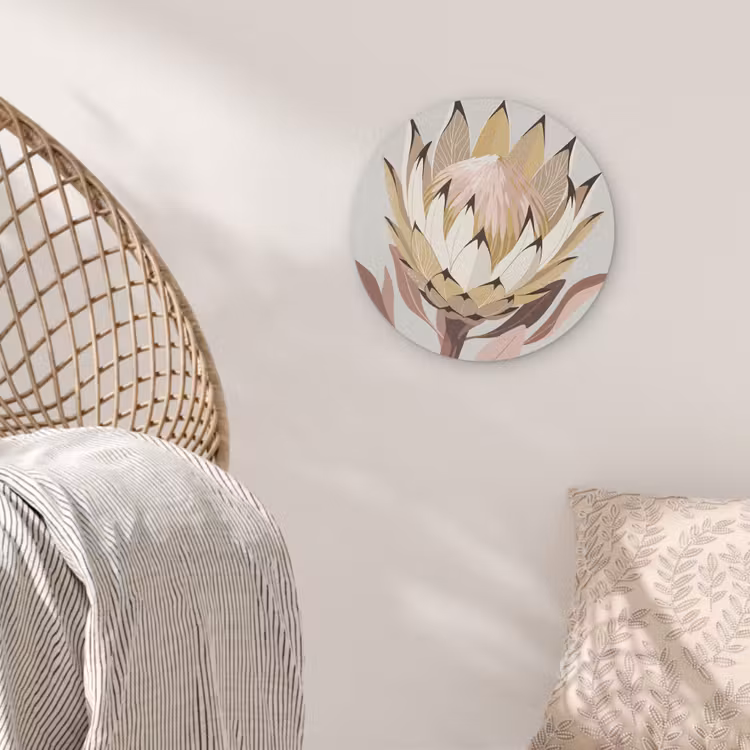 Protea - Bloem - Botanisch - Beige Akoestische PET Vilt - Rond klein -sfeer4