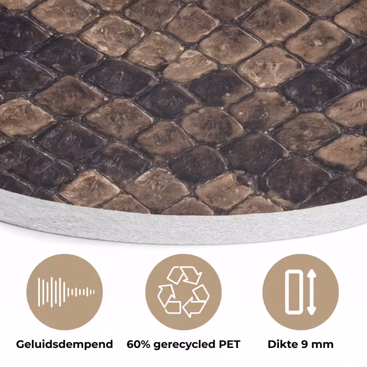 Python - Schubben - Brons Akoestische PET Vilt - Rond klein -closeup_NL