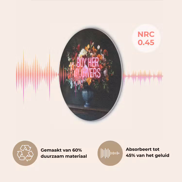 Quote - Bloemen - Vaas - Neon Akoestische PET Vilt - Rond klein -USP_NL