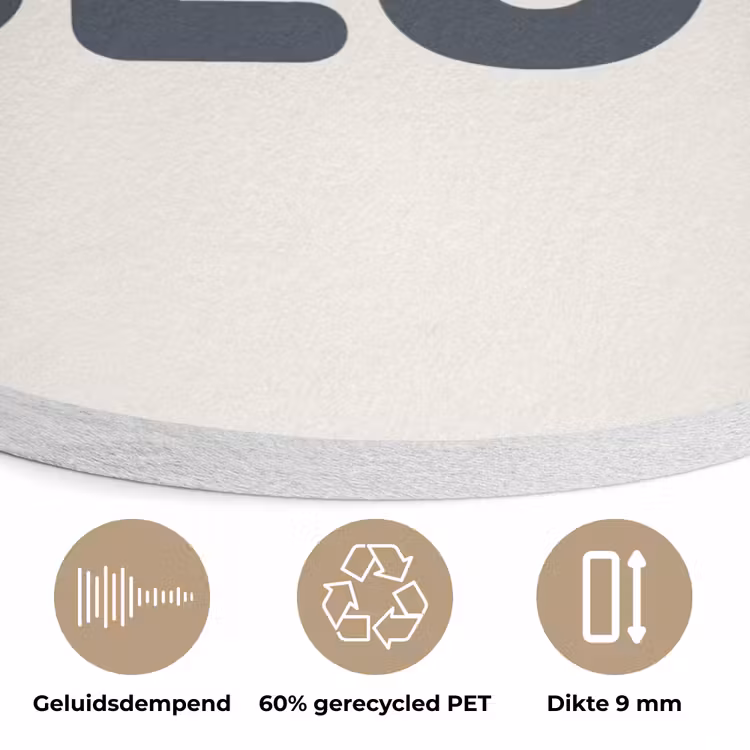 Quote - Grijs - Wit Akoestische PET Vilt - Rond klein -closeup_NL
