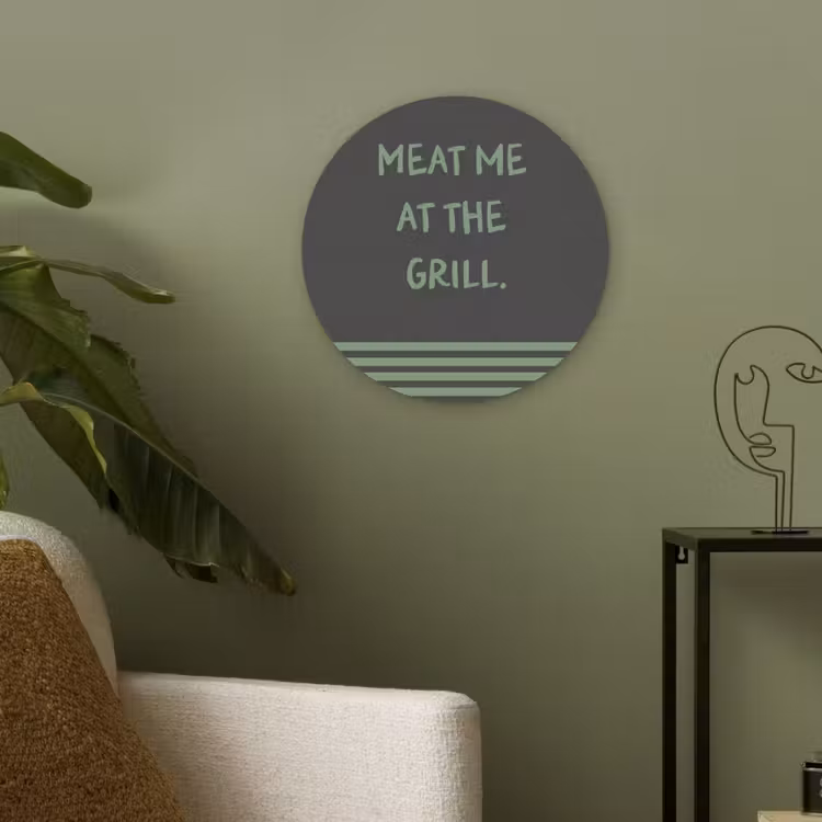 Quote - Groen - Grill - Zomer Akoestische PET Vilt - Rond klein -sfeer2