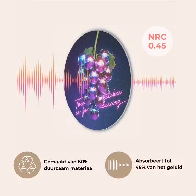 Quote - Neon - Disco - Druiven Akoestische PET Vilt - Rond klein -USP_NL