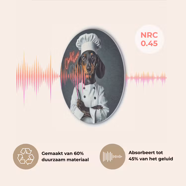 Quote - Neon - Hond - Kokskleding Akoestische PET Vilt - Rond klein -USP_NL