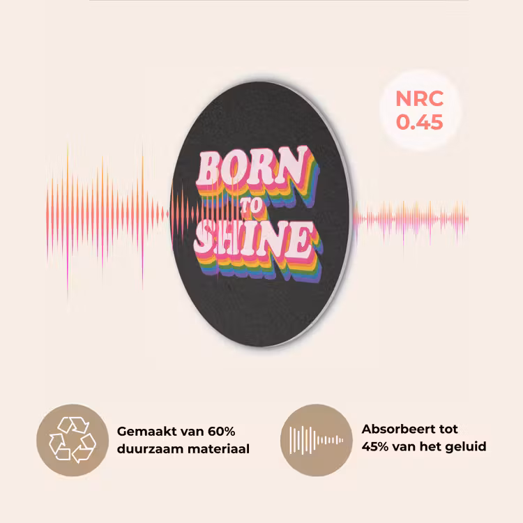 Quote - Regenboog - Roze - Zwart Akoestische PET Vilt - Rond klein -USP_NL
