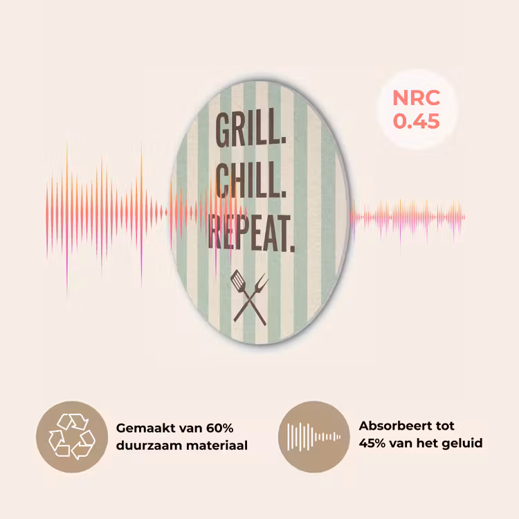Quote - Strepen - Grill Akoestische PET Vilt - Rond klein -USP_NL