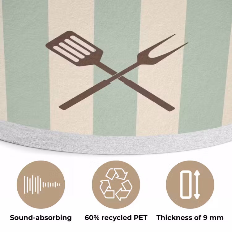 Quote - Strepen - Grill Akoestische PET Vilt - Rond klein -closeup_NL