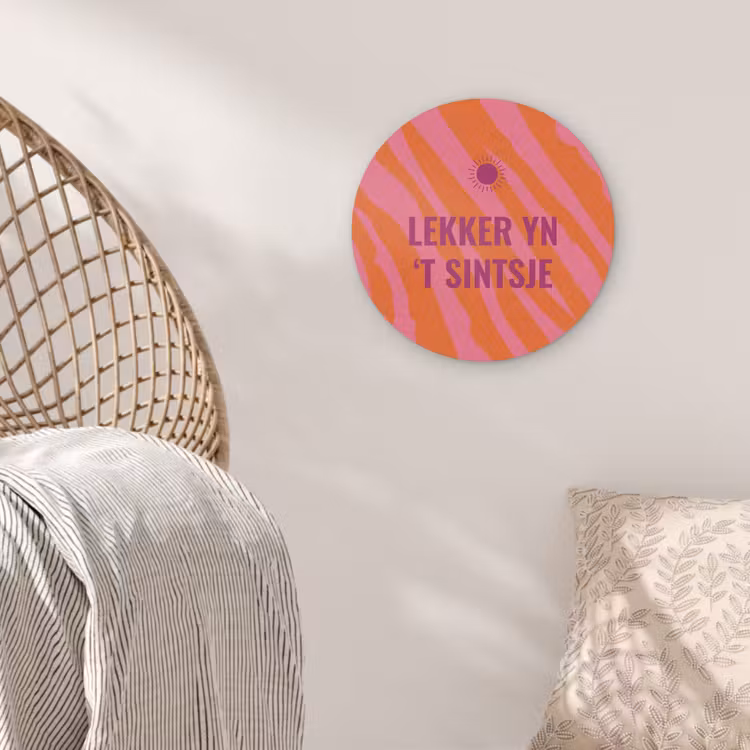 Quote - Zomer - Roze Akoestische PET Vilt - Rond klein -sfeer4