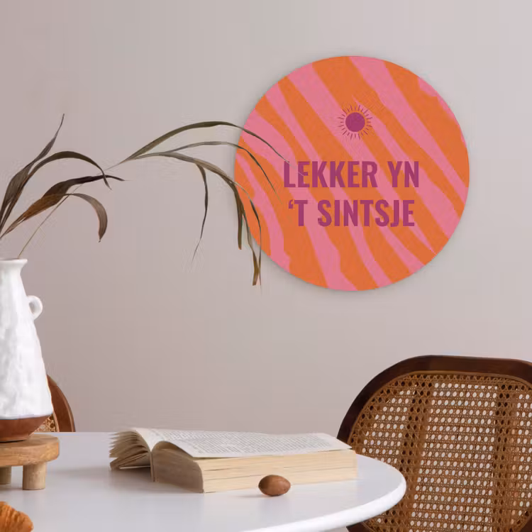 Quote - Zomer - Roze Akoestische PET Vilt - Rond klein -sfeer3