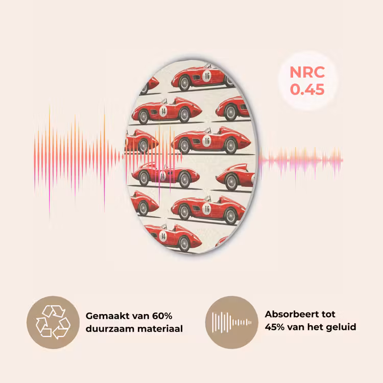 Raceauto - Retro - Rood Akoestische PET Vilt - Rond klein 838 -USP_NL