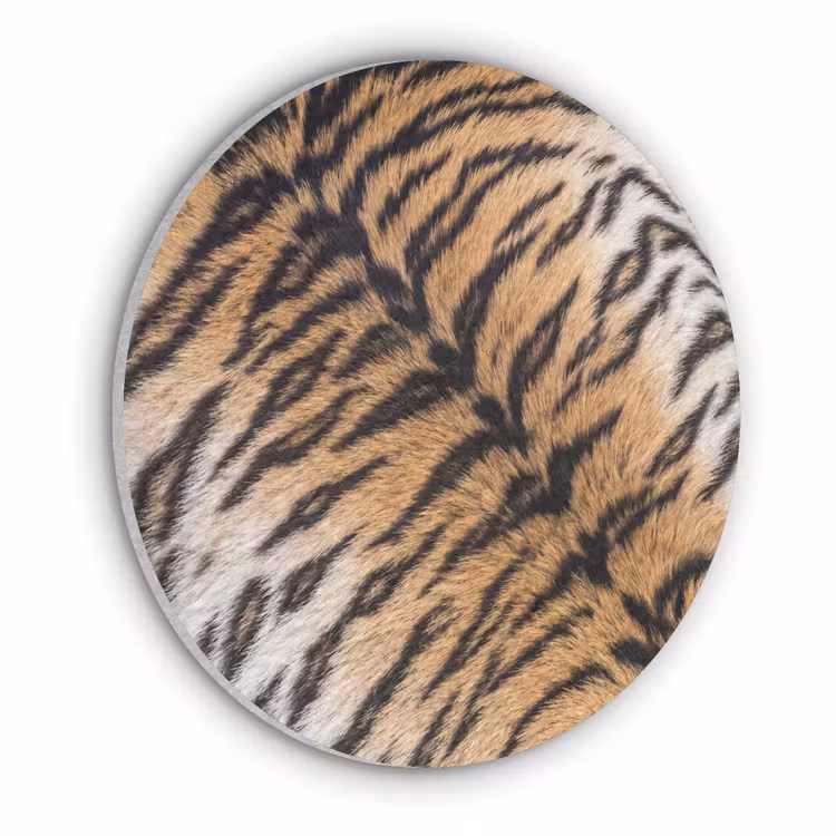 Realistisch - Tijgervacht - Zwart Akoestische PET Vilt - Rond klein -3d