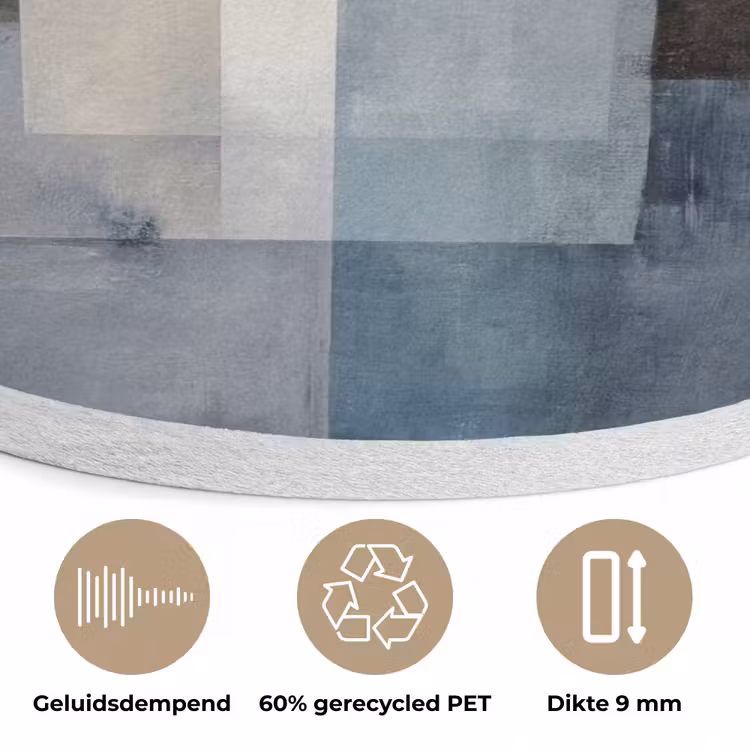 Rechthoeken - Abstract - Blauw Akoestische PET Vilt - Rond klein -closeup_NL