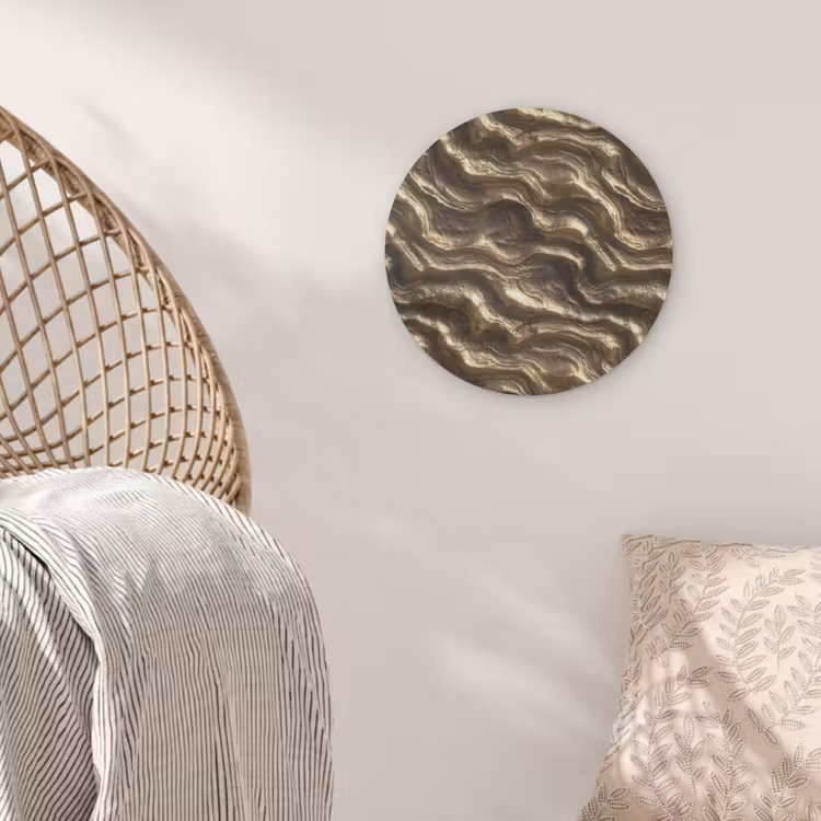 Reliëf - Golven - Abstract - Bronsgoud Akoestische PET Vilt - Rond klein 838 -sfeer4