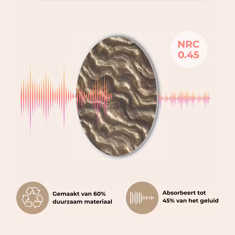 Reliëf - Golven - Abstract - Bronsgoud Akoestische PET Vilt - Rond klein 838 -USP_NL