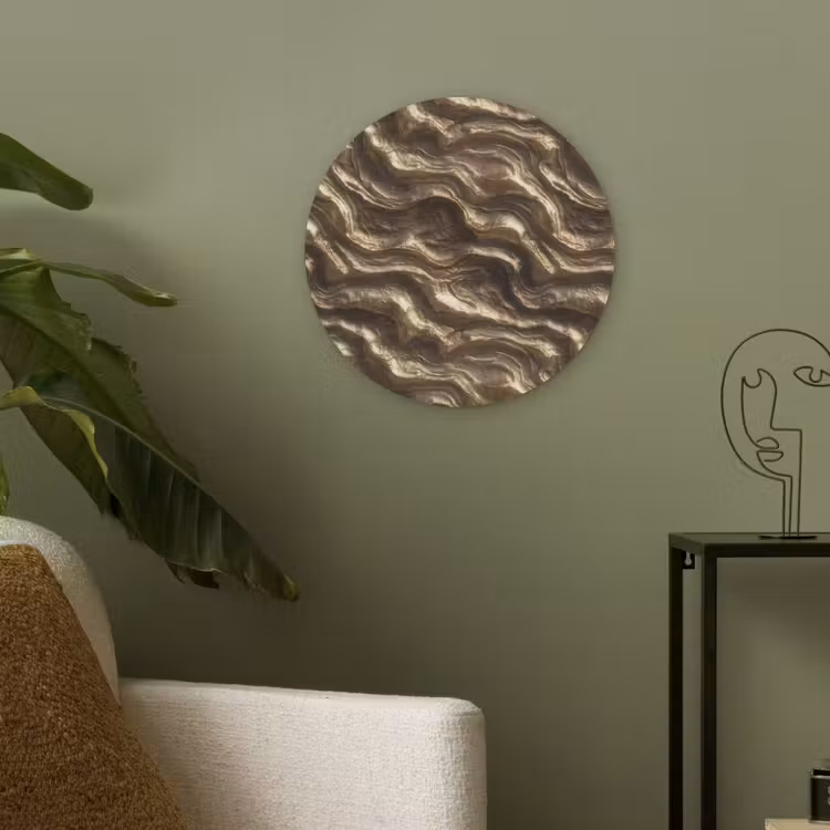 Reliëf - Golven - Abstract - Bronsgoud Akoestische PET Vilt - Rond klein 838 -sfeer2