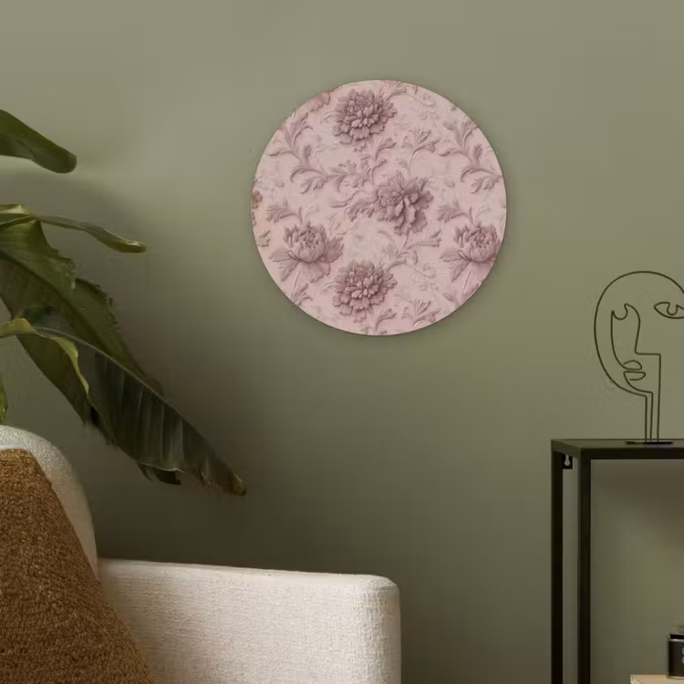 Reliëf - Pioenrozen - Roze Akoestische PET Vilt - Rond klein 838 -sfeer2