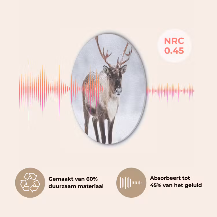 Rendier - Gewei - Toendra - Sneeuw - Wild Akoestische PET Vilt - Rond klein -USP_NL