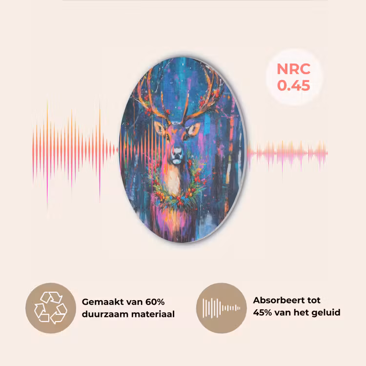 Rendier - Krans - Sprookjesachtig - Blauw Akoestische PET Vilt - Rond klein -USP_NL
