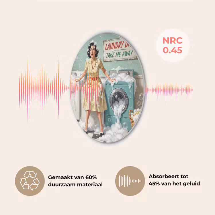 Retro - Blauw - Vrouw Akoestische PET Vilt - Rond klein -USP_NL