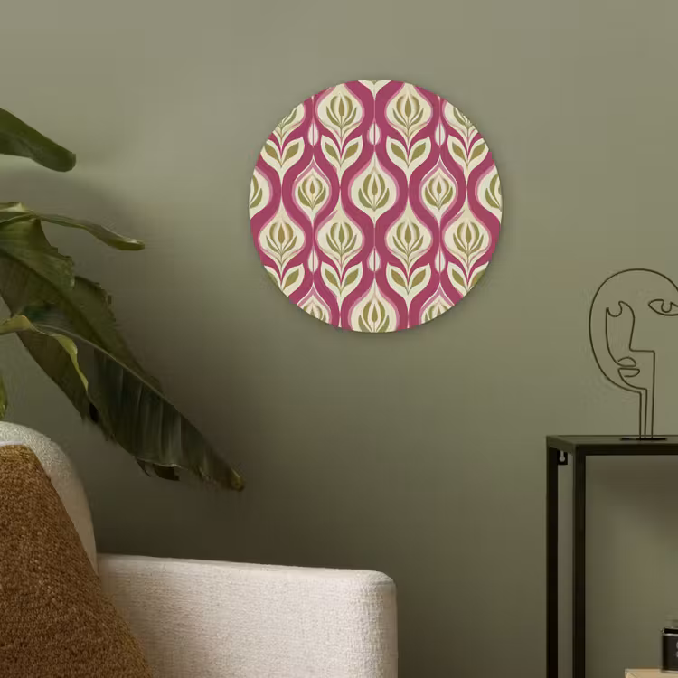 Retro - Floraal - Paars Akoestische PET Vilt - Rond klein 838 -sfeer2